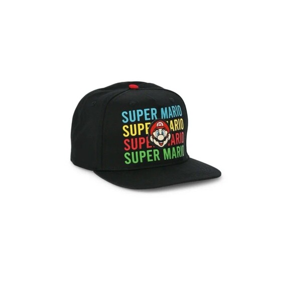 Nintendo Other - Nintendo Super Mario Black Graphic Snapback Hat Youth One Size Fits Most